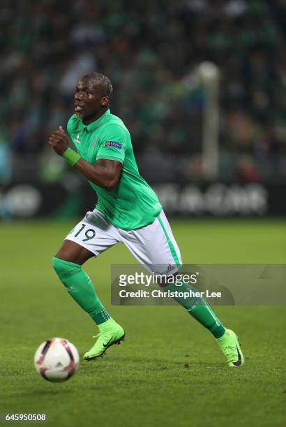 Florentin Pogba of Saint-Etienne in action during the UEFA Europa League Round of 32 second leg match between AS Saint-Etienne and Manchester United...