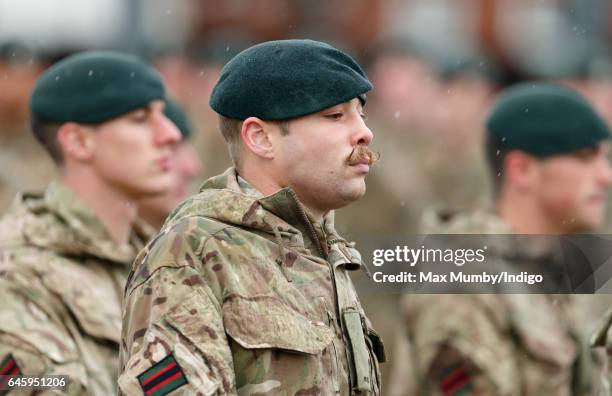 Moustachioed soldier of 4th Battalion The Rifles takes part in a homecoming parade of Riflemen who have recently returned from deployment to Iraq...