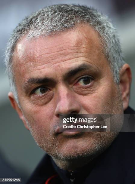 Manager Jose Mourinho of Manchester United during the UEFA Europa League Round of 32 second leg match between AS Saint-Etienne and Manchester United...