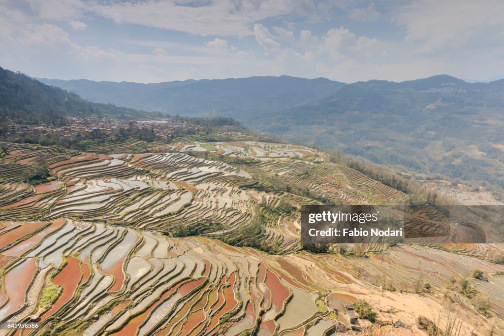 YuanYang rice terraces in Yunnan, China, one of the latest UNESCO World Heritage Sitesの写真素材