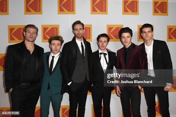 The cast of 'Sun Records': Trevor Donovan, Christian Lees, Dustin Ingram, Jonah Lees, Drake Milligan, and Kevin Fonteyne attend the Kodak OSCAR Gala,...