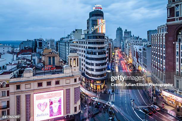 gran via in madrid, spain. - madrid stock pictures, royalty-free photos & images