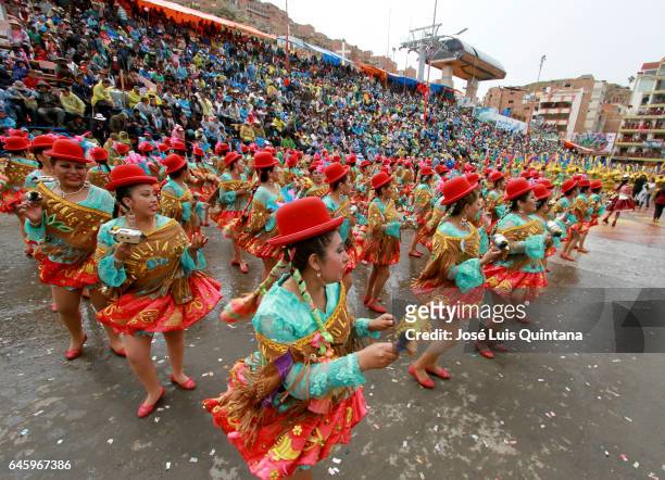 As part of Oruro Carnival 2017 on February 25, 2017 in Oruro, Bolivia. Oruro Carnival is one of Bolivia's most important cultural traditions and has...