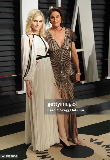 Caitlyn Jenner and Andreja Pejic arrive at the 2017 Vanity Fair Oscar Party Hosted By Graydon Carter at Wallis Annenberg Center for the Performing...