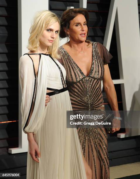 Caitlyn Jenner and Andreja Pejic arrive at the 2017 Vanity Fair Oscar Party Hosted By Graydon Carter at Wallis Annenberg Center for the Performing...