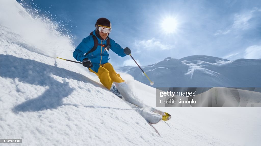 Man skiing