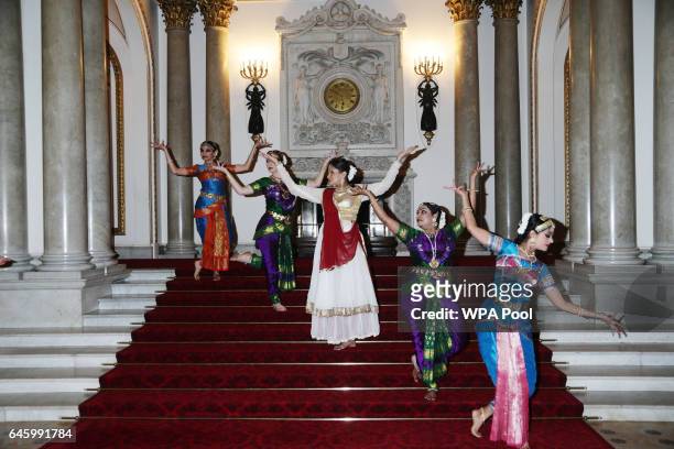 Dancers perform during a reception to mark the launch of the UK-India Year of Culture 2017 on February 27, 2017 in London, England.