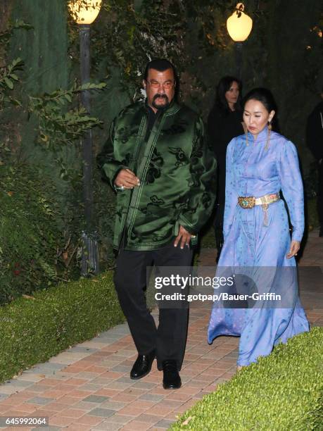 Steven Seagal and Erdenetuya Seagal are seen at Taglyan Complex on February 23, 2017 in Los Angeles, California.