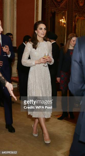 Catherine, Duchess of Cambridge attends a reception to mark the launch of the UK-India Year of Culture 2017 on February 27, 2017 in London, England.