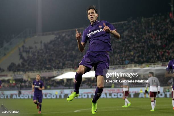Nikola Kalinic of ACF Fiorentina celebrates after scoring a goal during the Serie A match between ACF Fiorentina and FC Torino at Stadio Artemio...