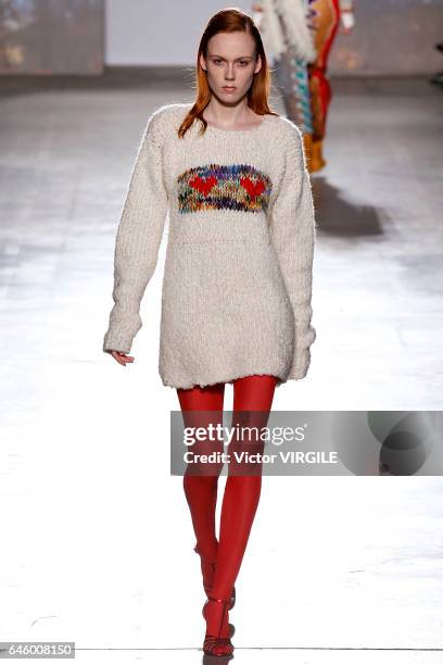 Model walks the runway at the Missoni Ready to Wear fashion show during Milan Fashion Week Fall/Winter 2017/18 on February 25, 2017 in Milan, Italy.