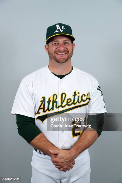 Stephen Vogt of the Oakland Athletics poses during Photo Day on Wednesday, February 22, 2012 at Hohokam Stadium in Phoenix, Arizona.