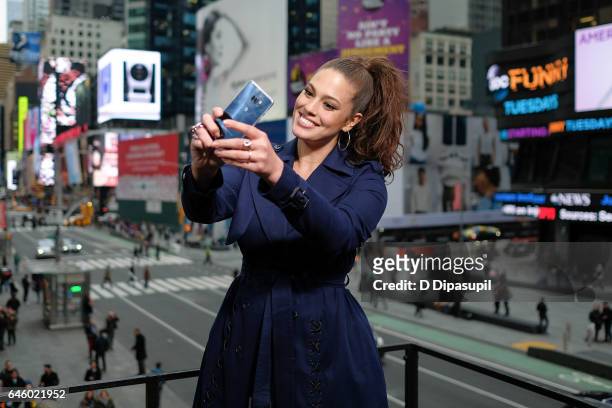 Ashley Graham visits "Extra" at their New York studios at the Hard Rock Cafe in Times Square on February 27, 2017 in New York City.