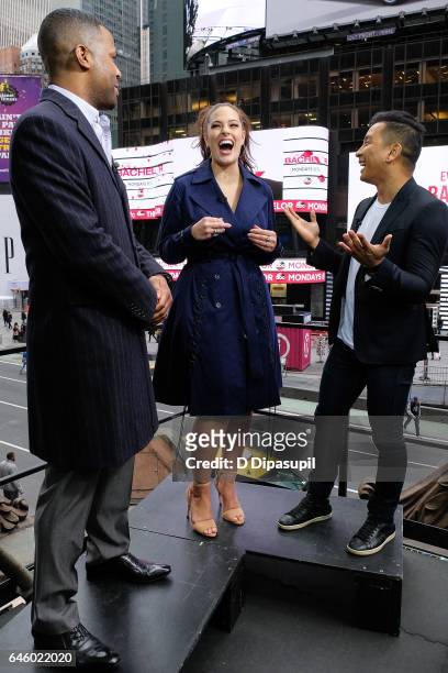 Calloway interviews Ashley Graham and Prabal Gurung during their visit to "Extra" at their New York studios at the Hard Rock Cafe in Times Square on...