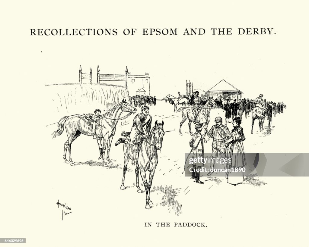 Epsom Derby Pferde auf der Koppel, 1892