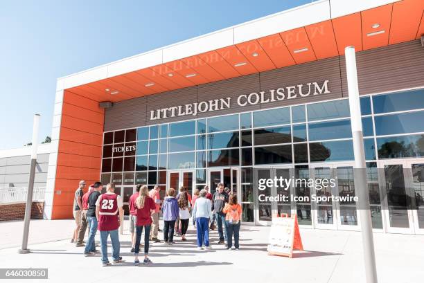 An outside view of the renovated Littlejohn Coliseum prior to 1st half action between the Clemson Tigers and the Florida State Seminoles on February...