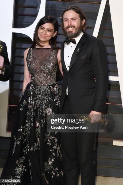 Actress Floriana Lima and actor Casey Affleck attends the 2017 Vanity Fair Oscar Party hosted by Graydon Carter at Wallis Annenberg Center for the...