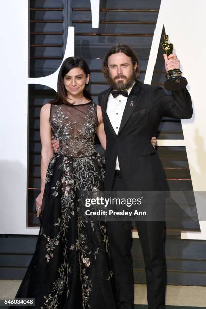 Actress Floriana Lima and actor Casey Affleck attends the 2017 Vanity Fair Oscar Party hosted by Graydon Carter at Wallis Annenberg Center for the...
