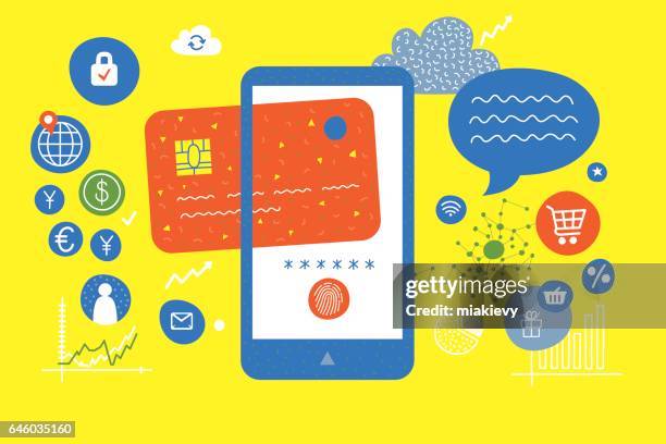 mobile digital wallet - mobile shopping stock illustrations