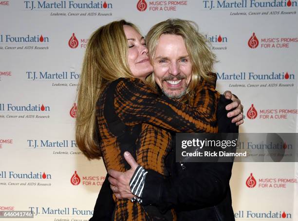 Jeanne Mason and Tommy Shaw of Styx attend the T.J. Martell Foundation 9th Annual Nashville Honors Gala at Omni Hotel on February 27, 2017 in...