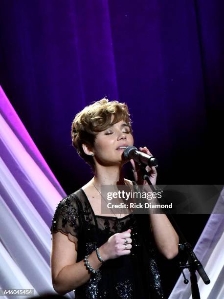 Clare Bowen performs at the T.J. Martell Foundation 9th Annual Nashville Honors Gala at Omni Hotel on February 27, 2017 in Nashville, Tennessee.