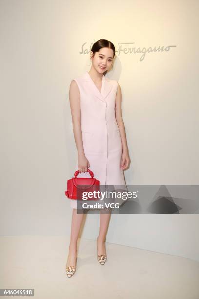 Cellist Nana Ou-yang attends Ferragamo show during Milan Fashion Week Fall/Winter 2017/18 on February 26, 2017 in Milan, Italy.