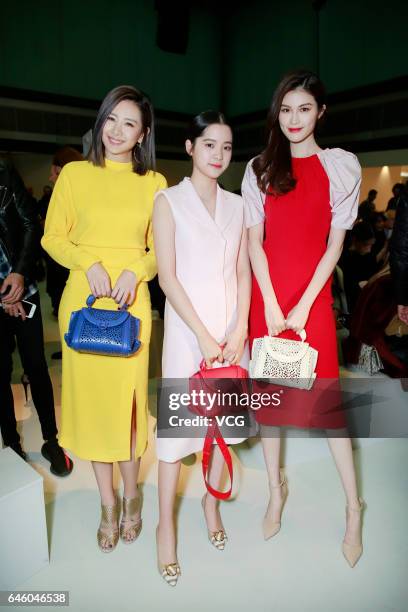 Actress and model Amber An, cellist Nana Ou-yang and model Sui He attend Ferragamo show during Milan Fashion Week Fall/Winter 2017/18 on February 26,...