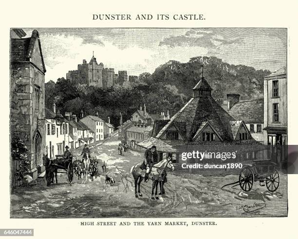 High Street And Yarn Market Dunster 19th Century High-Res Vector