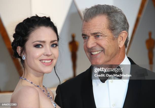 Rosalind Ross and actor Mel Gibson arrive at the 89th Annual Academy Awards at Hollywood & Highland Center on February 26, 2017 in Hollywood,...