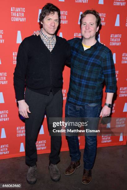 Adam Rapp and Patch Darragh attend "The Penitent" opening night after party at The Gallery at The Dream Downtown Hotel on February 27, 2017 in New...