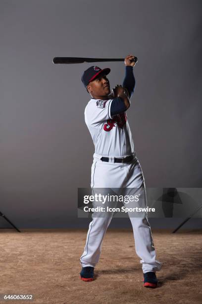 Cleveland Indians infielder Jose Ramirez during the Cleveland Indians photo day on Feb. 24, 2017 at Goodyear Ballpark in Goodyear, Ariz.