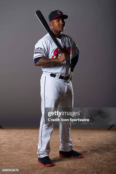 Cleveland Indians infielder Jose Ramirez during the Cleveland Indians photo day on Feb. 24, 2017 at Goodyear Ballpark in Goodyear, Ariz.