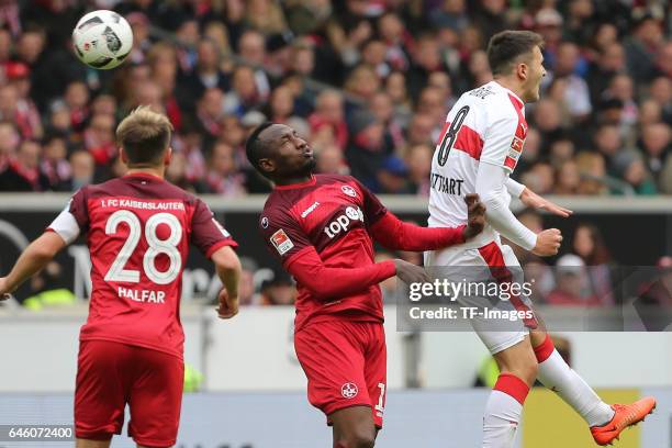 Anto Grgic of Stuttgart , Jacques Zoua of Kaiserslautern battle for the ball during the Second Bundesliga match between VfB Stuttgart and 1. FC...