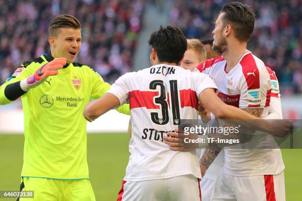 Berkay Oezcan of Stuttgart celebrates scoring his teams goal during the Second Bundesliga match between VfB Stuttgart and 1. FC Kaiserslautern at...