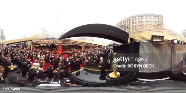 This 360 photo shows celebrities on the red carpet for the 89th Oscars on February 26, 2017 in Hollywood, California. Https://roundme.com/tour/120534...