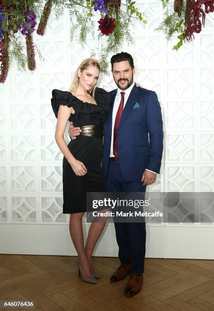 Melina Vidler and Ben Mingay pose at the Australian Turf Club 2017 Sydney Carnival Launch at Royal Randwick Racecourse on February 28, 2017 in...