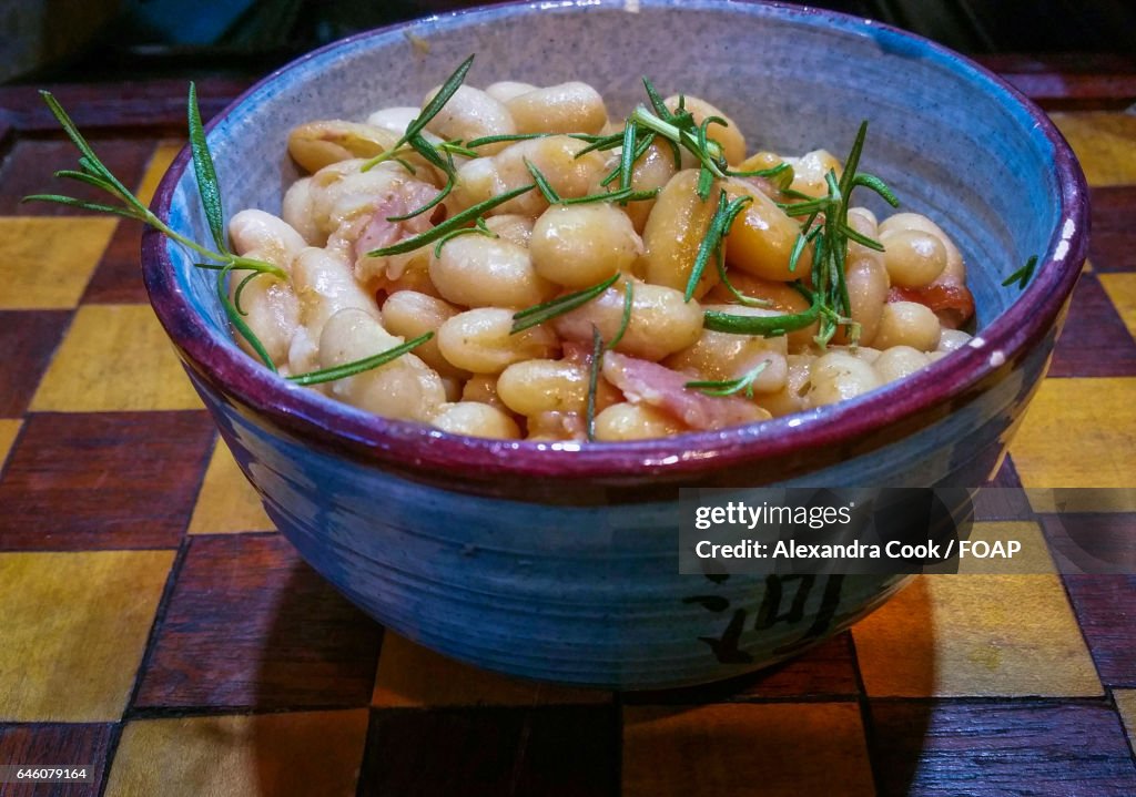 White beans, pork and herbs