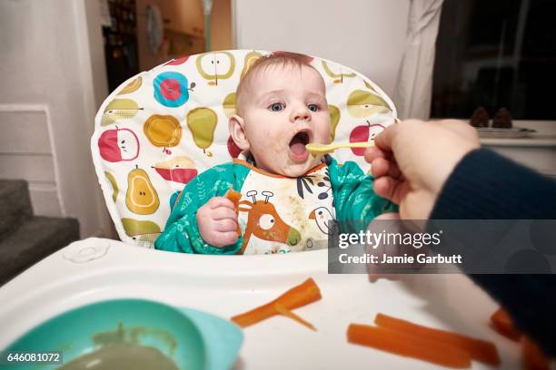 6 month old baby being fed