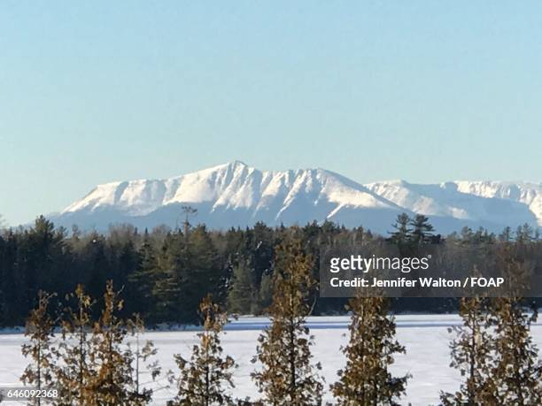 winter view in mt. katahdin, maine - maine winter stock pictures, royalty-free photos & images