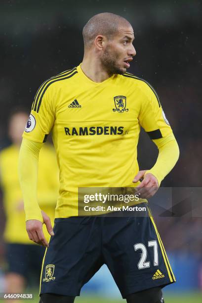 Adlene Guedioura of Middlesbrough during the Premier League match between Crystal Palace and Middlesbrough at Selhurst Park on February 25, 2017 in...