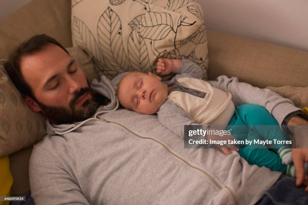 Nap on top of dad