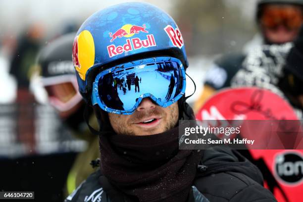 Louie Vito looks on during the final round of the of the FIS Freestyle Ski World Cup 2017 Men's Snowboard Halfpipe during the Toyota U.S. Grand Prix...