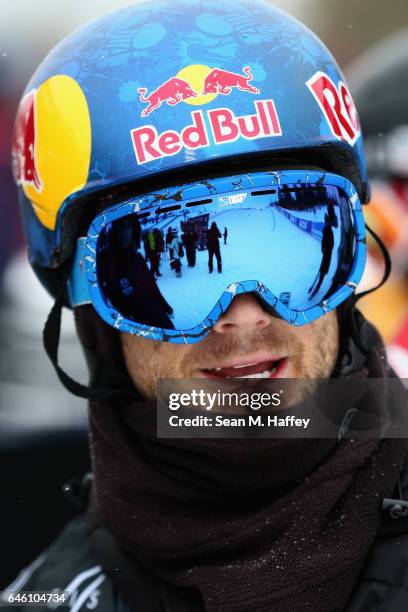 Louie Vito looks on during the final round of the of the FIS Freestyle Ski World Cup 2017 Men's Snowboard Halfpipe during the Toyota U.S. Grand Prix...