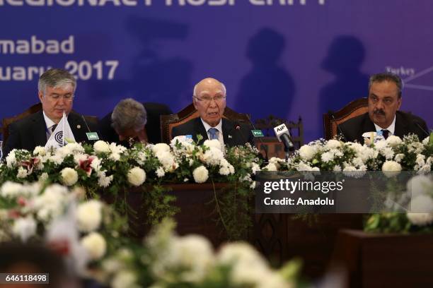 Adviser to the Pakistan's Prime Minister on Foreign Affairs, Sartaj Aziz attends the ECO Council of Ministers Meeting session ahead of the 13th...