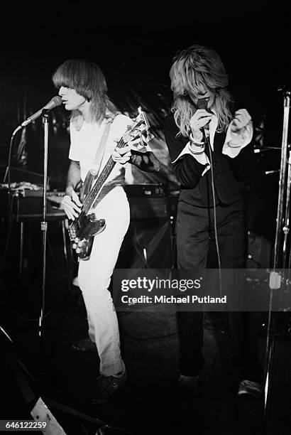 Mick Karn and David Sylvian performing with English new wave group Japan, New York, November 1978.