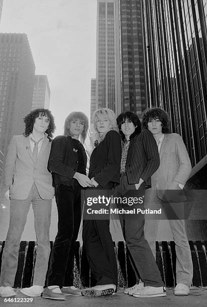 English new wave group Japan New York, September 1979. Left to right: guitarist Rob Dean, bassist Mick Karn , singer David Sylvian, drummer Steve...