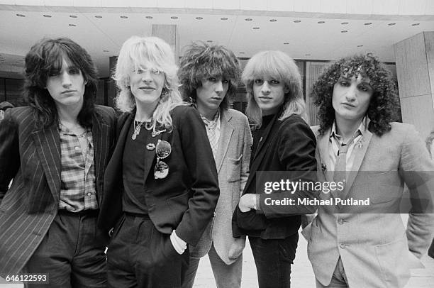 English new wave group Japan New York, September 1979. Left to right: drummer Steve Jansen, singer David Sylvian, keyboard player Richard Barbieri,...