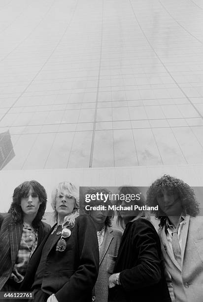 English new wave group Japan New York, September 1979. Left to right: drummer Steve Jansen, singer David Sylvian, keyboard player Richard Barbieri,...