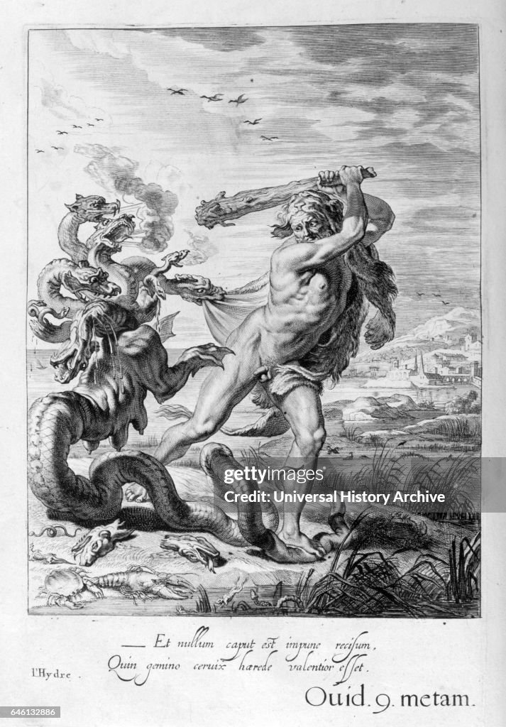 Hercules slays the Hydra.
