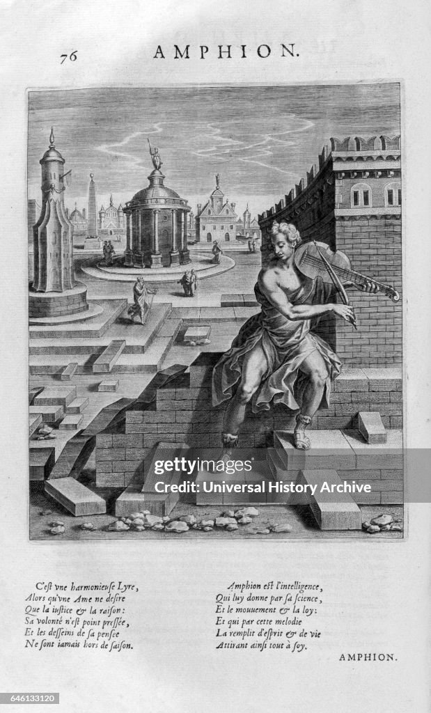 Amphitheon Colour Amphion plays his Lyre. Plate from Les Images Ou Tableaux De Platte ...